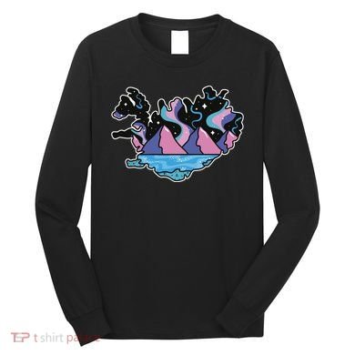 Northern Lights Island Map Long Sleeve Shirt