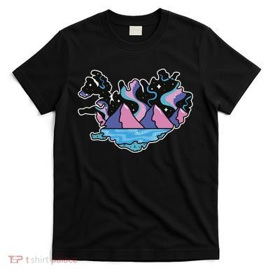 Northern Lights Island Map T-Shirt