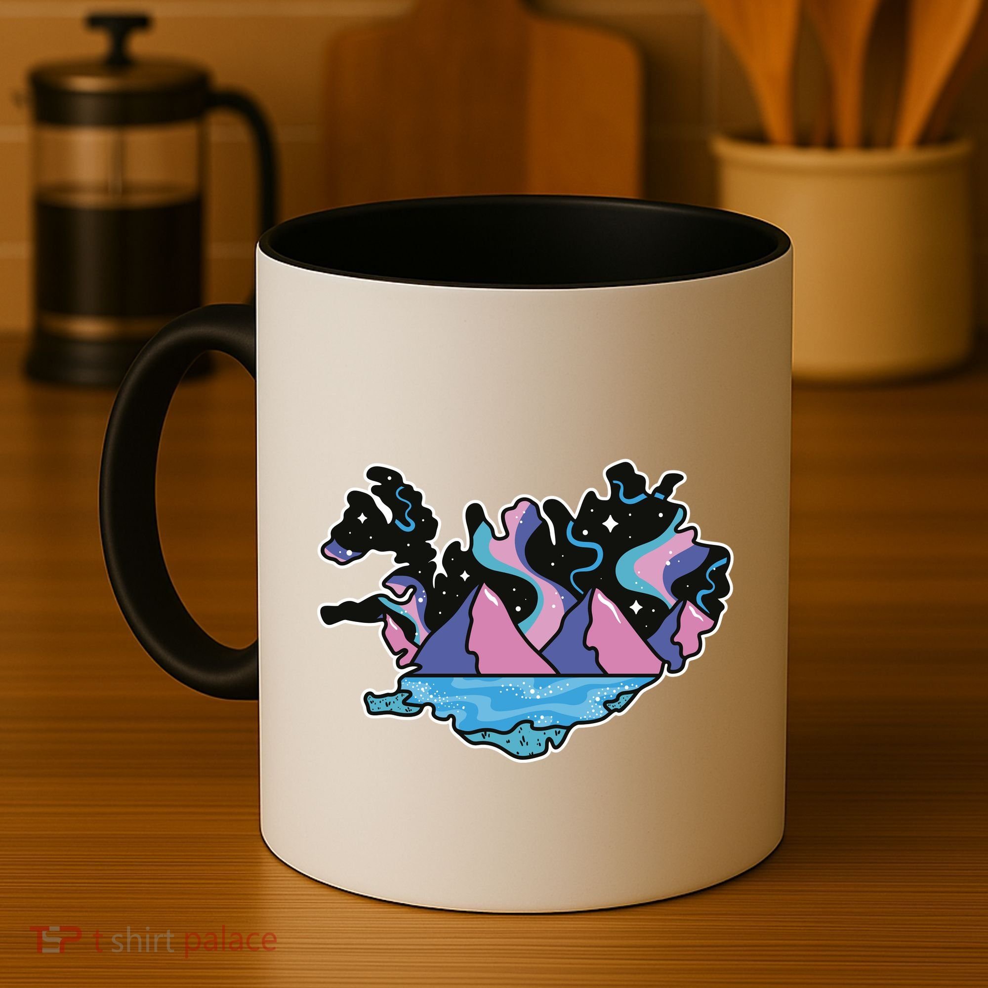 Northern Lights Island Map Coffee Mug