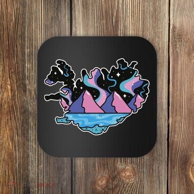 Northern Lights Island Map Coaster