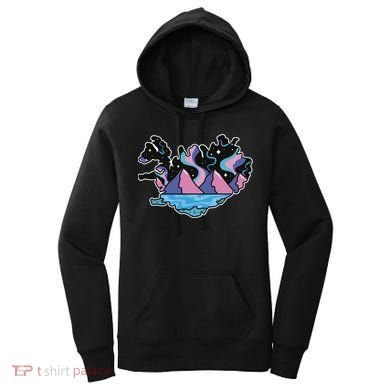 Northern Lights Island Map Women's Hoodie