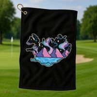 Northern Lights Island Map Golf Towel thumb 1