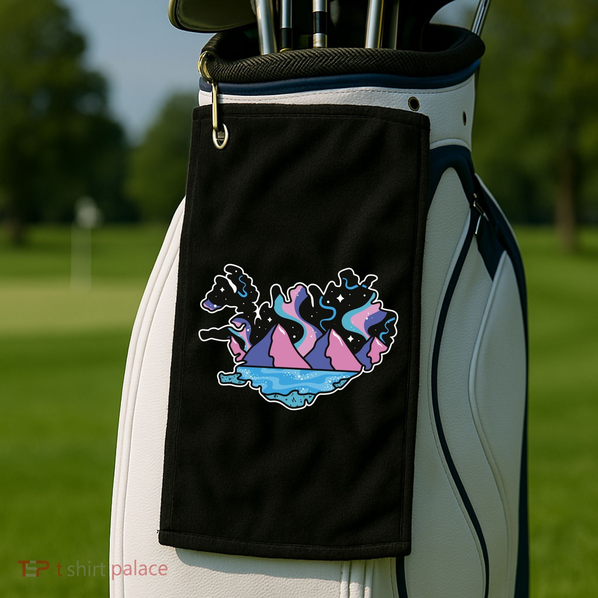 Northern Lights Island Map Golf Towel