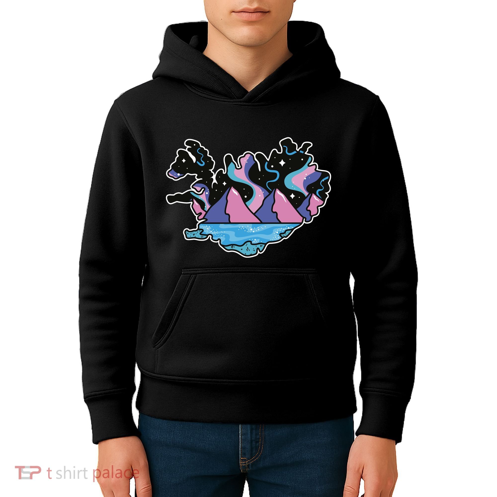 Northern Lights Island Map Kids Hoodie
