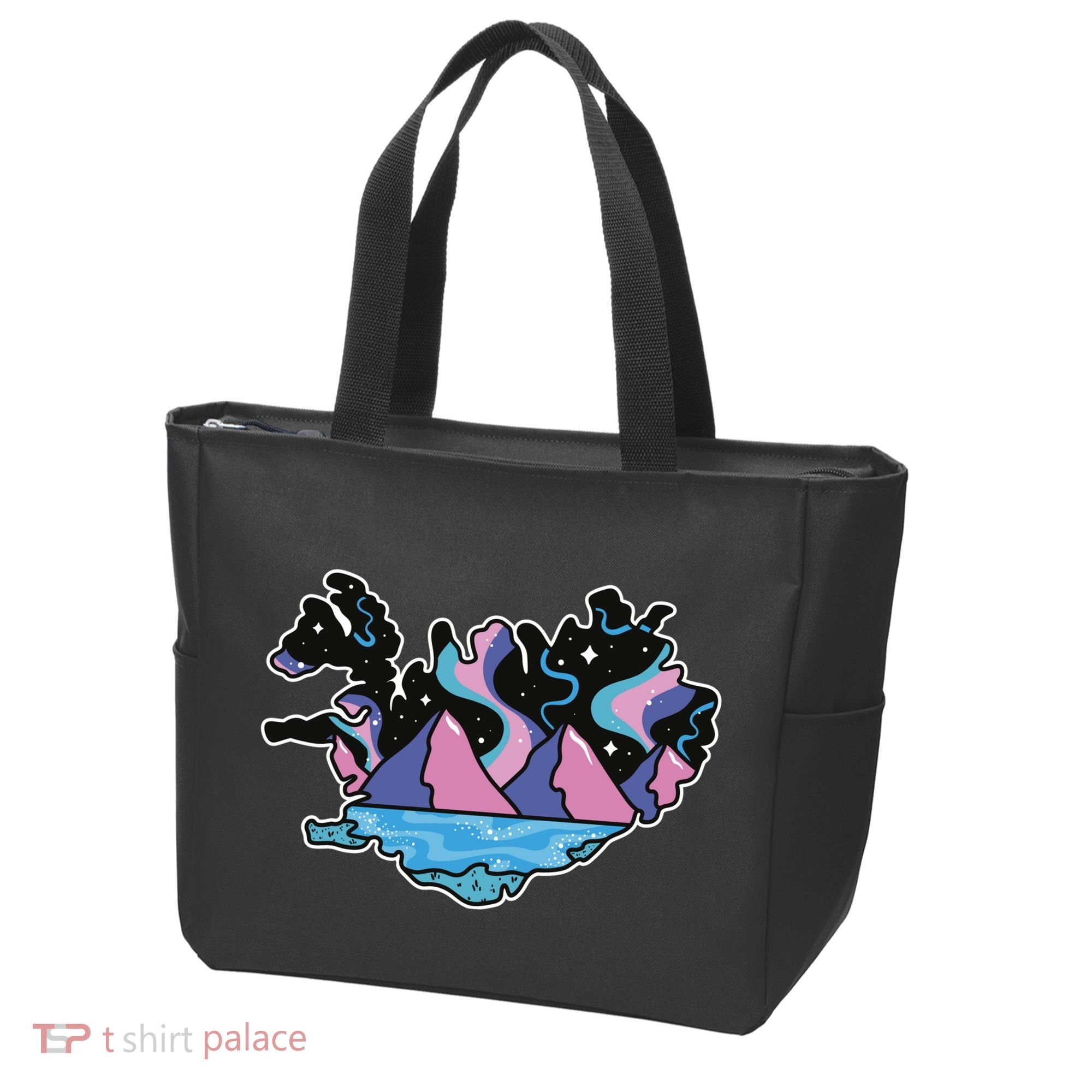 Northern Lights Island Map Tote Bag