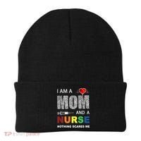 Nurse Lovers I Am A Mom And A Nurse Nothing Scares Me Beanie thumb 0