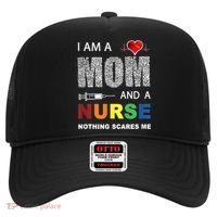 Nurse Lovers I Am A Mom And A Nurse Nothing Scares Me Hat thumb 0