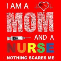 Nurse Lovers I Am A Mom And A Nurse Nothing Scares Me Santa Hat thumb 1