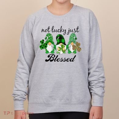 Not Lucky Just Blessed Gnomes Shamrock St Patrick Day Irish Women's Sweatshirt