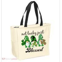 Not Lucky Just Blessed Gnomes Shamrock St Patrick Day Irish Tote Bag thumb 2