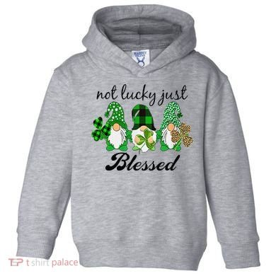 Not Lucky Just Blessed Gnomes Shamrock St Patrick Day Irish Toddler Hoodie