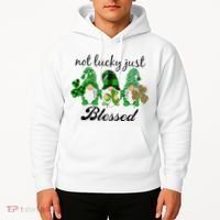 Not Lucky Just Blessed Gnomes Shamrock St Patrick Day Irish Hoodie thumb 2