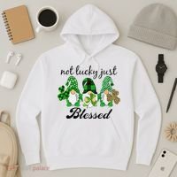 Not Lucky Just Blessed Gnomes Shamrock St Patrick Day Irish Hoodie thumb 3
