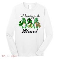 Not Lucky Just Blessed Gnomes Shamrock St Patrick Day Irish Long Sleeve Shirt thumb 0