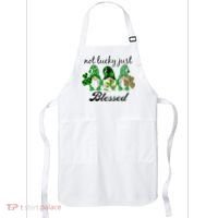 Not Lucky Just Blessed Gnomes Shamrock St Patrick Day Irish Apron thumb 0
