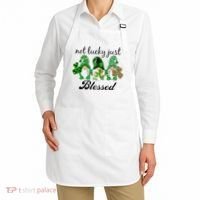 Not Lucky Just Blessed Gnomes Shamrock St Patrick Day Irish Apron thumb 2