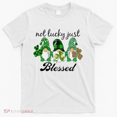 Not Lucky Just Blessed Gnomes Shamrock St Patrick Day Irish T-Shirt