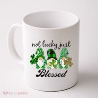Not Lucky Just Blessed Gnomes Shamrock St Patrick Day Irish Coffee Mug thumb 0