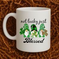 Not Lucky Just Blessed Gnomes Shamrock St Patrick Day Irish Coffee Mug thumb 2