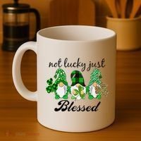 Not Lucky Just Blessed Gnomes Shamrock St Patrick Day Irish Coffee Mug thumb 4