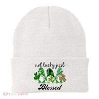 Not Lucky Just Blessed Gnomes Shamrock St Patrick Day Irish Beanie thumb 0