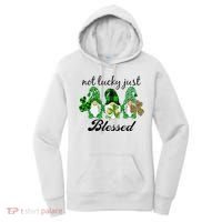 Not Lucky Just Blessed Gnomes Shamrock St Patrick Day Irish Women's Hoodie thumb 0