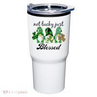 Not Lucky Just Blessed Gnomes Shamrock St Patrick Day Irish Tumbler thumb 0