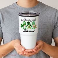Not Lucky Just Blessed Gnomes Shamrock St Patrick Day Irish Tumbler thumb 2