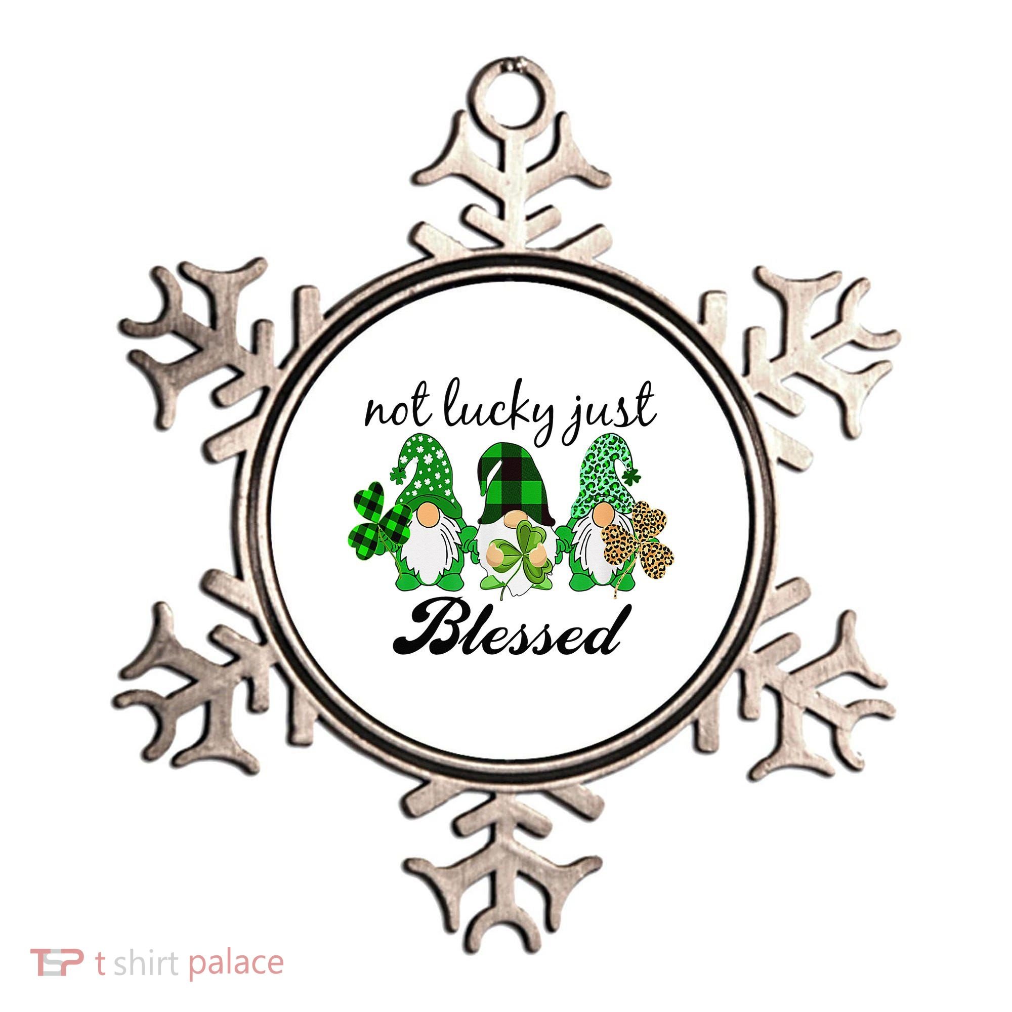 Not Lucky Just Blessed Gnomes Shamrock St Patrick Day Irish Ornament