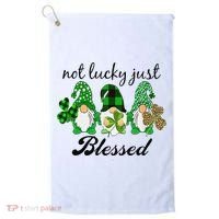 Not Lucky Just Blessed Gnomes Shamrock St Patrick Day Irish Golf Towel thumb 0
