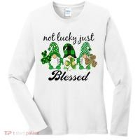 Not Lucky Just Blessed Gnomes Shamrock St Patrick Day Irish Women's Long Sleeve Shirt thumb 0
