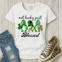 Not Lucky Just Blessed Gnomes Shamrock St Patrick Day Irish Women's T-Shirt thumb 3