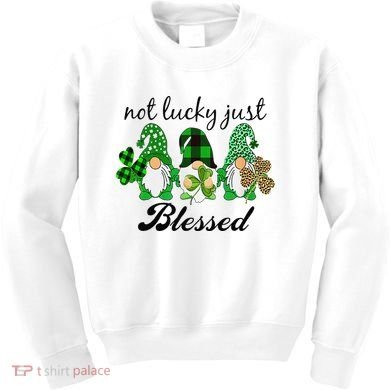 Not Lucky Just Blessed Gnomes Shamrock St Patrick Day Irish Kids Sweatshirt