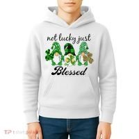 Not Lucky Just Blessed Gnomes Shamrock St Patrick Day Irish Kids Hoodie thumb 4