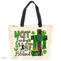 Not Lucky Just-Blessed Irish Christian Cross St Patricks Day Tote Bag thumb 0