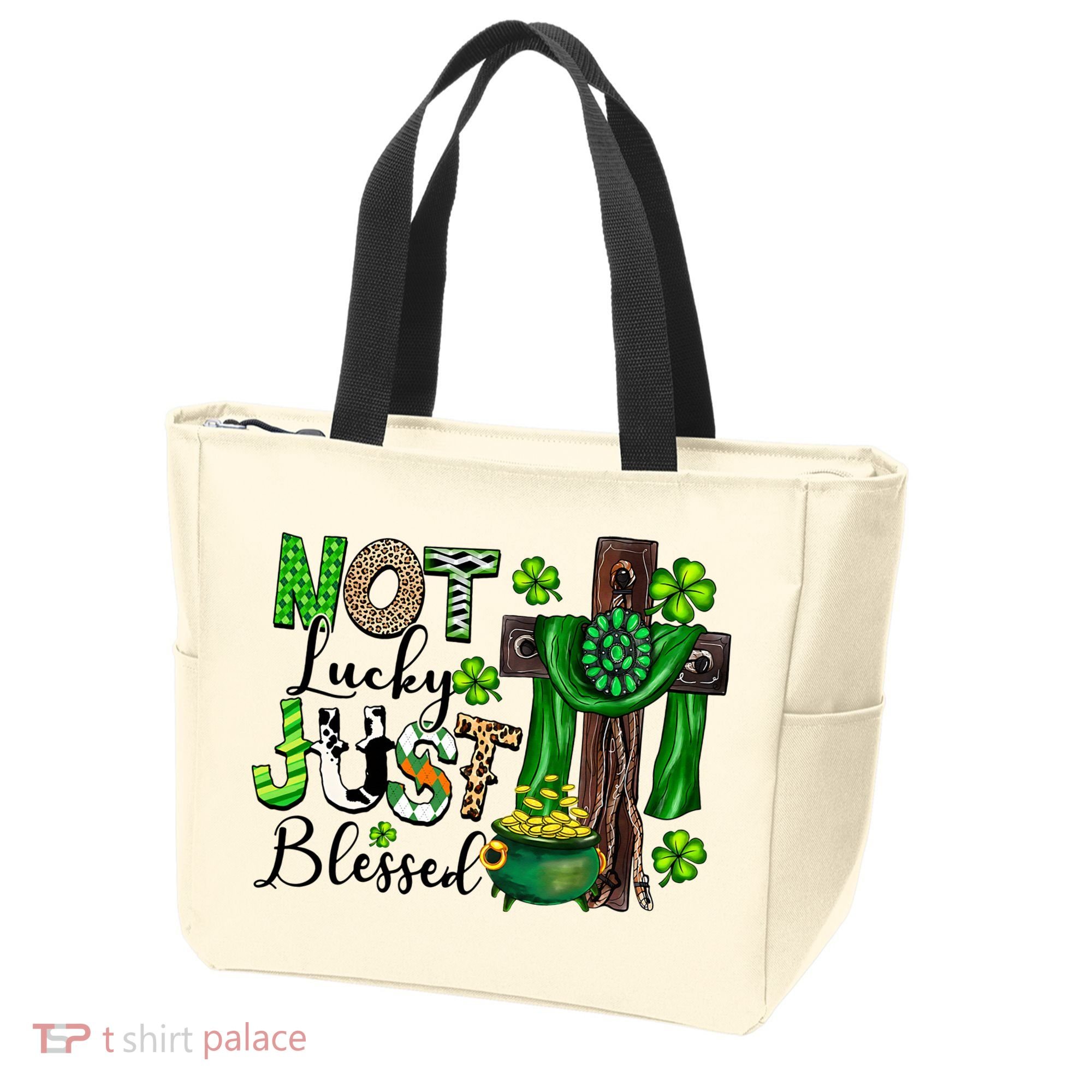 Not Lucky Just-Blessed Irish Christian Cross St Patricks Day Tote Bag