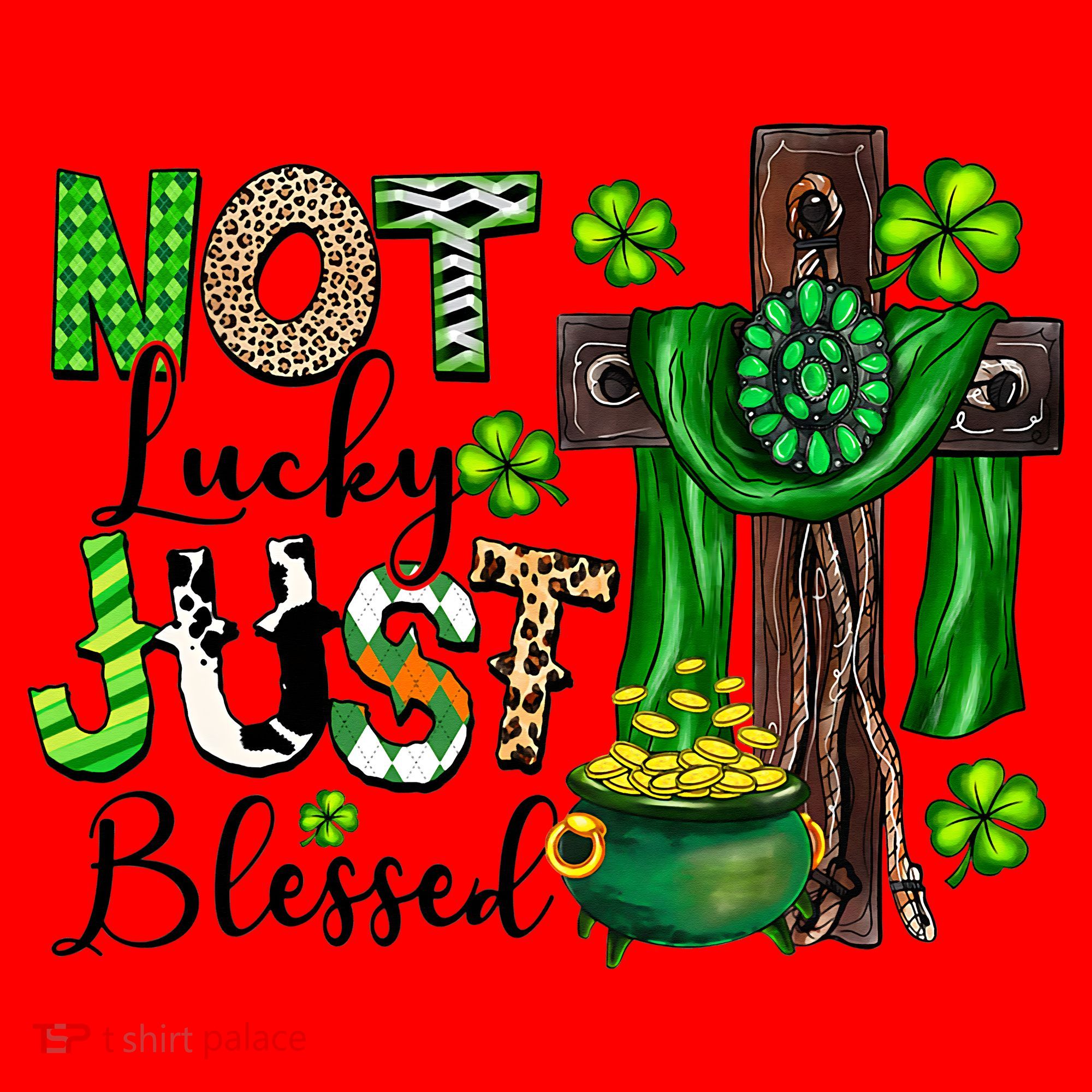 Not Lucky Just-Blessed Irish Christian Cross St Patricks Day Santa Hat