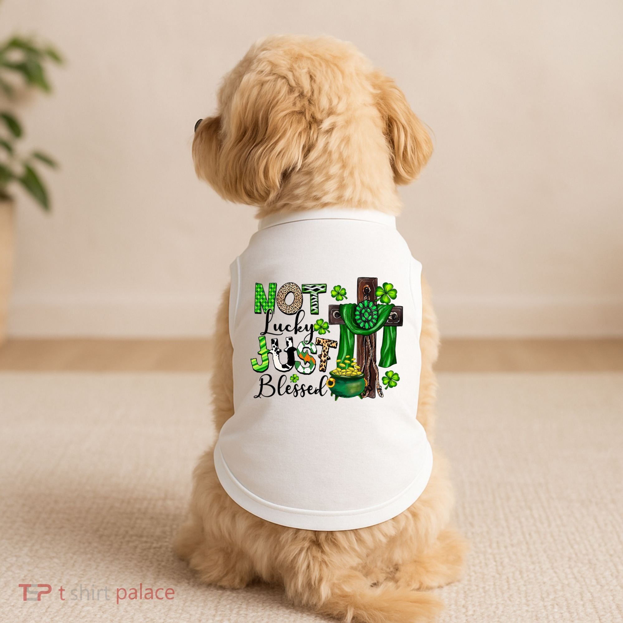 Not Lucky Just-Blessed Irish Christian Cross St Patricks Day Doggie Tank
