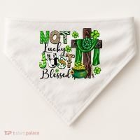 Not Lucky Just-Blessed Irish Christian Cross St Patricks Day USA-Made Doggie Bandana thumb 0