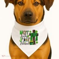 Not Lucky Just-Blessed Irish Christian Cross St Patricks Day USA-Made Doggie Bandana thumb 1