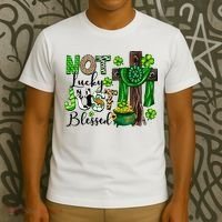 Not Lucky Just-Blessed Irish Christian Cross St Patricks Day T-Shirt thumb 3