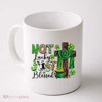 Not Lucky Just-Blessed Irish Christian Cross St Patricks Day Coffee Mug thumb 0