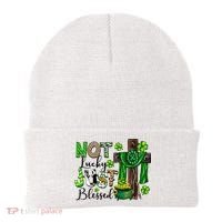 Not Lucky Just-Blessed Irish Christian Cross St Patricks Day Beanie thumb 0