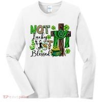Not Lucky Just-Blessed Irish Christian Cross St Patricks Day Women's Long Sleeve Shirt thumb 0