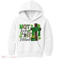 Not Lucky Just-Blessed Irish Christian Cross St Patricks Day Kids Hoodie thumb 0
