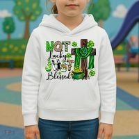 Not Lucky Just-Blessed Irish Christian Cross St Patricks Day Kids Hoodie thumb 3