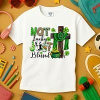 Not Lucky Just-Blessed Irish Christian Cross St Patricks Day Kids T-Shirt thumb 3