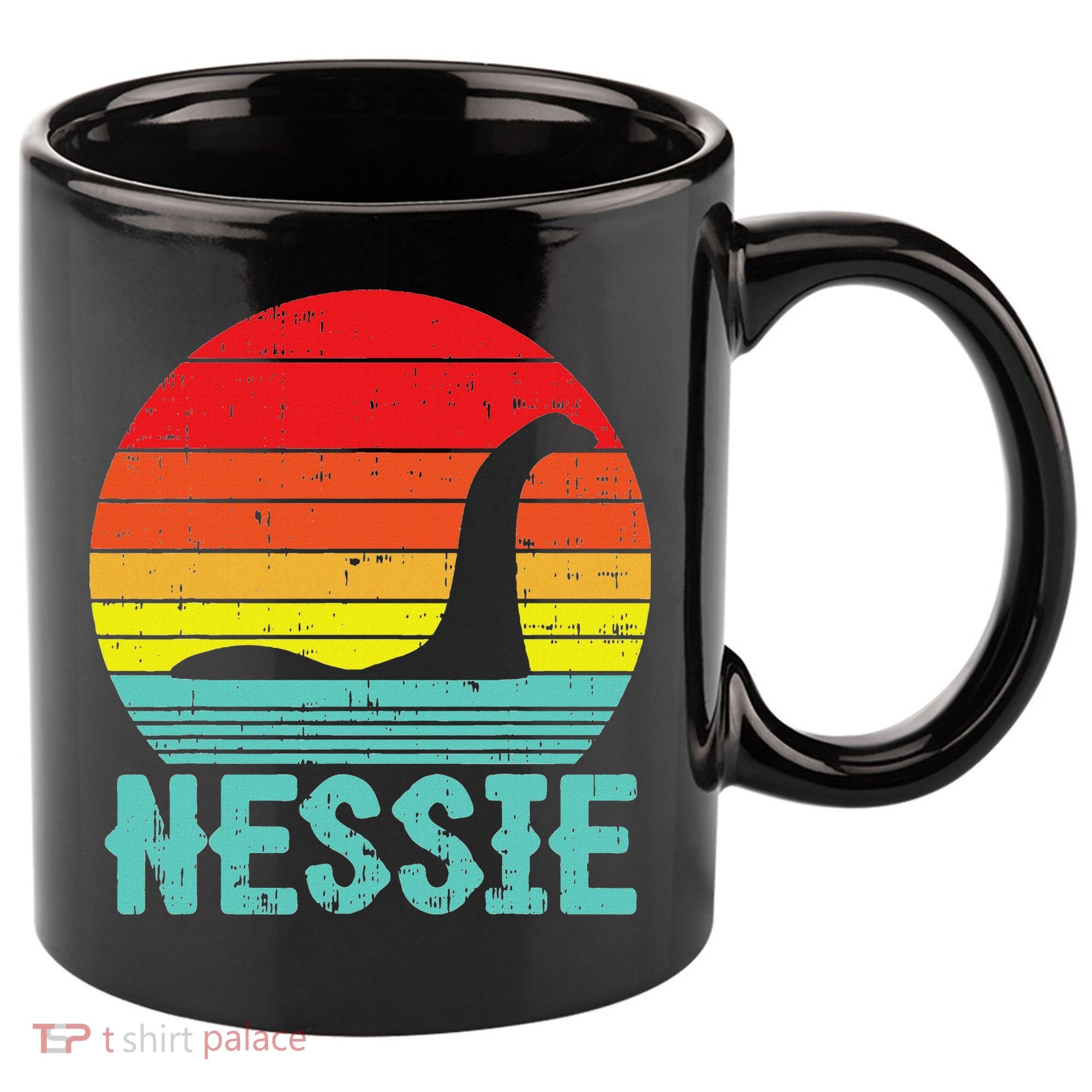 Nessie Loch Ness Monster Retro Nessy Animal Lover 11oz C Handle Ceramic Mug