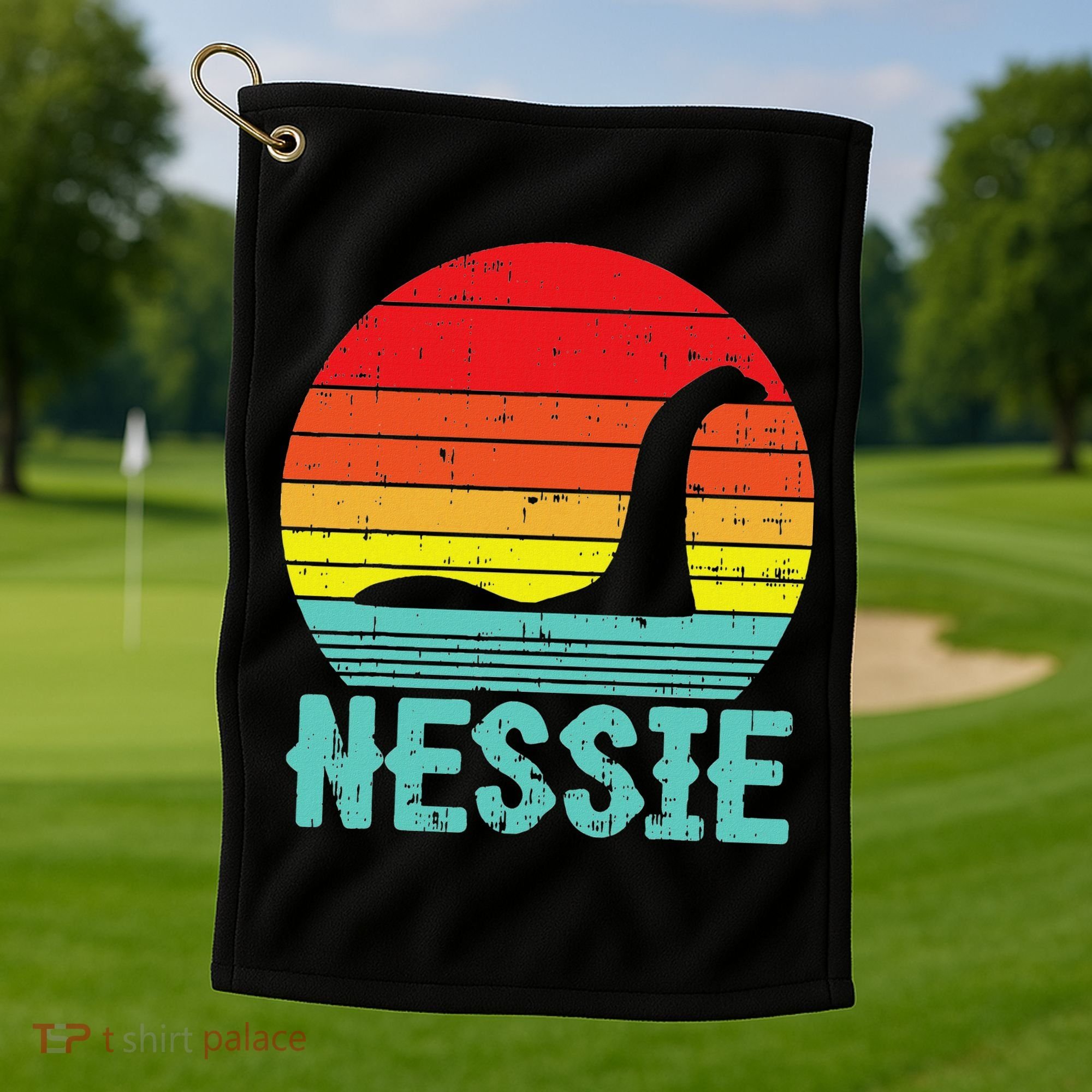 Nessie Loch Ness Monster Retro Nessy Animal Lover Golf Towel