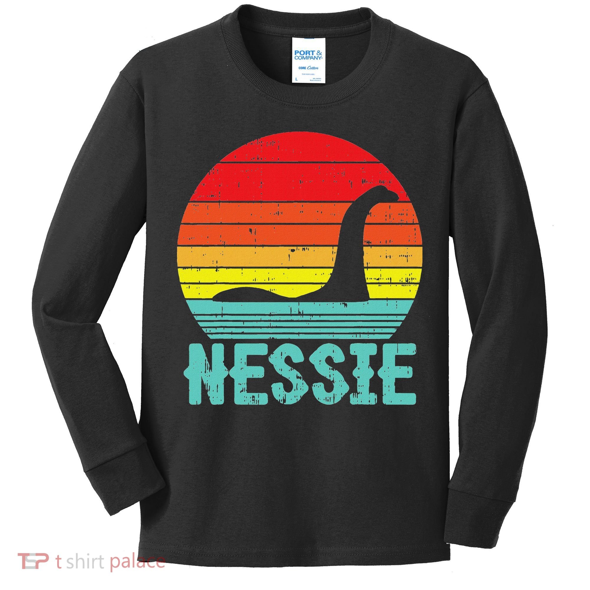 Nessie Loch Ness Monster Retro Nessy Animal Lover Kids Long Sleeve Shirt